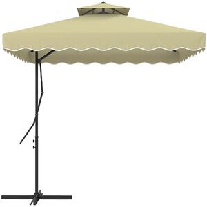Ombrellone Decentrato 243x243x251A cm con Base a Croce in Metallo e Poliestere Beige