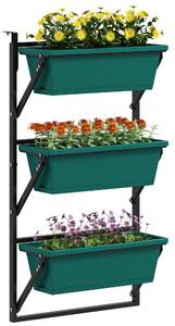 Fioriera da Esterno Verticale 56x42x100 cm 3 Vasi con Fori di Drenaggio in Plastica Verde