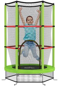 Tappeto Elastico per Bambini 3-6 Anni Ø140x190 cm con Rete di Protezione Verde e Nero