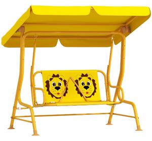 Dondolo per Bambini da Giardino a 2 Posti 112x75x120 cm con Cinture di Sicurezza Giallo