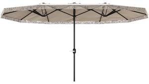 Ombrellone Doppio a 12 Stecche 450x265x260 cm in Acciaio e Poliestere Bianco Crema