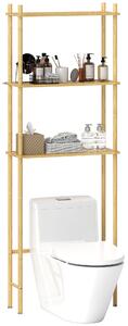 Mobile Sopra WC 63,5x25,5x181 cm a 3 Ripiani a Doghe Salvaspazio in Bambù