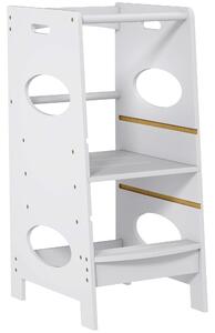 Torre Montessoriana per Bambini 3-6 Anni 40x50x90 cm con Altezza Regolabile in MDF Bianco