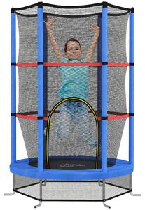 Tappeto Elastico per Bambini 3-6 Anni Ø140x190 cm con Rete di Protezione Blu e Nero