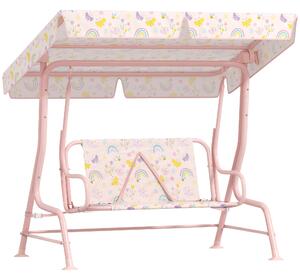 Dondolo per Bambini da Giardino a 2 Posti 112x75x120 cm a 2 Posti con Cinture di Sicurezza Rosa