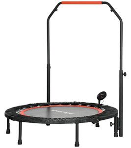 Mini Trampolino Fitness Ø102 cm Regolabile in Altezza Pieghevole con Manubrio Nero