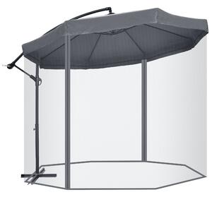 Ombrellone da Giardino 295x295x242 cm con Zanzariera e Base a Croce Grigio Scuro