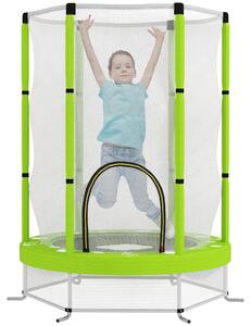 Tappeto Elastico per Bambini 3-6 Anni Ø140x190 cm con Rete di Sicurezza Verde