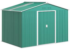 Casetta Box da Giardino Porta Attrezzi 277x195x192 cm con 2 Porte Scorrevoli Verde Scuro