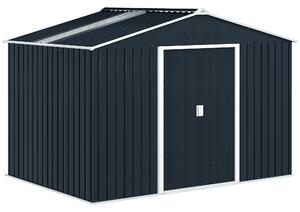Casetta Box da Giardino Porta Attrezzi 277x195x192 cm con 2 Porte Scorrevoli Grigio Scuro