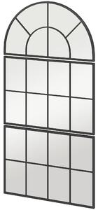 Specchio da Parete ad Arco Stile Finestra Telaio in Metallo Nero
