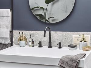 Set di accessori per il bagno Dispenser di sapone in ceramica bianca e dorato Porta scopino Beliani