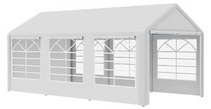 Gazebo da Giardino 600x300x280 cm 3 Stanze e Porte a Cerniera Bianco