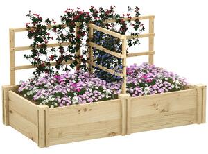 Letto per Orto 119x62,5x64 cm con 3 Tralicci e 2 Fioriere con Fondo Aperto in Legno di Abete