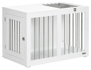 Casetta per Cani Taglia Media 80x50x56,5 cm con 2 Porte Bloccabili Gabbia in Acciaio e MDF Bianco