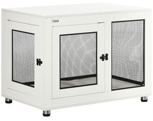 Casetta per Cani Taglia Grande 94x60x71,5 cm con 2 Porte Bloccabili e Cuscino Lavabile Bianco
