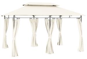 Gazebo da Giardino 397x297x265 cm con Tende Rimovibili e Struttura in Metallo Crema