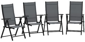 Set 4 Sedie da Giardino 56x69x106 cm Pieghevoli e Traspiranti in Acciaio e Poliestere Grigio