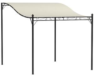 Gazebo Pergola Addossata Ricurva 248x298x200-250 cm con 16 Fori di Drenaggio Bianco Crema