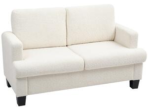 Divano 2 Posti Moderno 138x70x80 cm con Cuscini Rimovibili e Lavabili in Ciniglia Bianco Crema