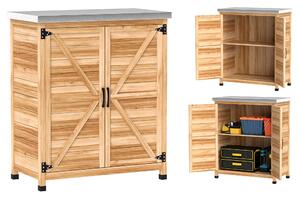Armadio da Esterno 79x43x92 cm con Banco da Lavoro in Legno e Acciaio Zincato
