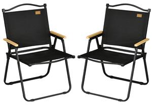 Set 2 Sedie per Esterni 54x59x78 cm Seduta in Tessuto Oxford e Acciaio Nero