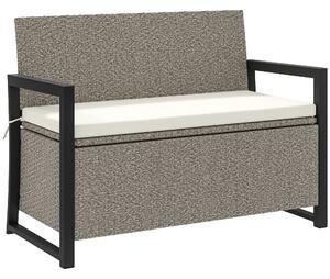 Panchina da Giardino 2 Posti 117x60x86 cm Contenitore da 151.5L in Rattan PE Crema