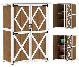 Armadio da Giardino 116,5x57x159-167 cm Tetto in Bitume in Legno di Abete Marrone e Bianco