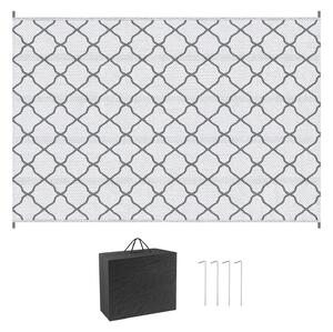 Tappeto da Esterno Reversibile 182x274 cm con Borsa per Trasporto Grigio Chiaro