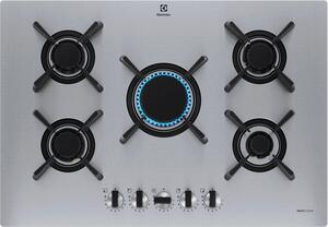 Electrolux Piano Cottura 5 Fuochi (1 Doppia Corona) a Gas 70 cm in Acciaio Smaltato - KGU753723Z