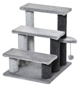 Scaletta per Gatti a 3 Gradini 45x40x48 cm in Flanella Grigio