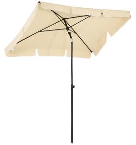 Ombrellone da Giardino Rettangolare e Regolabile 198x130x245 cm In Alluminio Beige