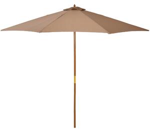Ombrellone da Giardino Ø300x250H cm Palo in Legno e 8 Stecche Cachi