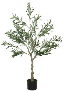 Pianta Artificiale di Ulivo 120 H cm con 450 Foglie e 20 Olive Vaso Incluso