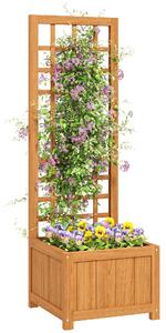 Fioriera con Traliccio per Rampicanti 40x40x120 cm in Legno Marrone