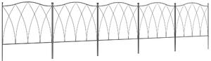 Recinzione Esterna a 5 Pannelli 305x62 cm Design Minimal Configurabile Pannelli in Metallo Nero