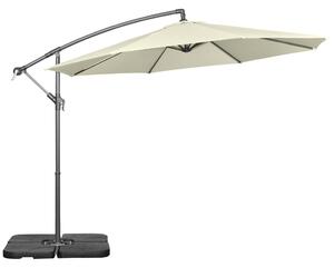 Ombrellone Decentrato Ø292x247 cm con Base a Croce Riempibile e Copertura Beige