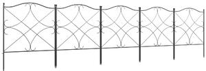 Recinzione Esterna a 5 Pannelli 305x62 cm Configurabile in Metallo Nero