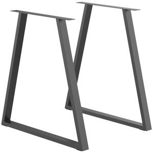 Set 2 Gambe per Tavolo Trapezoidali 70x5x72 cm con 6 Fori e 12 Viti in Acciaio Nero