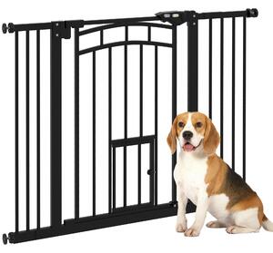 Cancelletto per Cani Taglia Piccola e Media 74-100x76 cm con Chiusura Automatica Nero