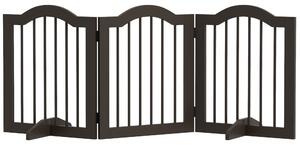 Cancelletto per Cani Pieghevole a 3 Sezioni 154,5x29,5x61 cm in Legno Caffè