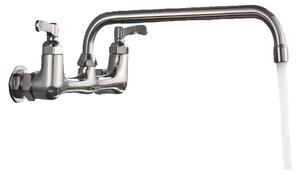 KLARWERK® ALEX | Miscelatore per uso alimentare, montaggio a parete, finitura argento | Rubinetto da cucina in acciaio inossidabile, design lungo e piatto | Rubinetto per ristorante, montaggio a parete