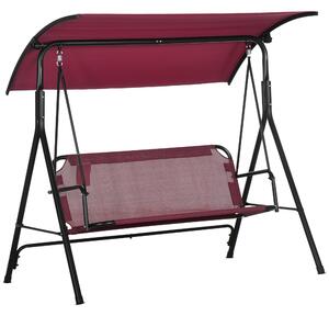 Dondolo da Giardino 3 Posti 172x110x153 cm con Tetto Parasole Rosso e Nero