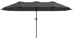 Ombrellone Doppio da Giardino 400x220x234H cm con Prese d'Aria e Manovella Nero e Grigio Scuro