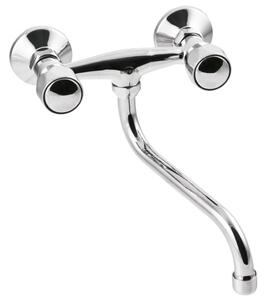 Rubinetto per lavabo a parete con bocca tipo S