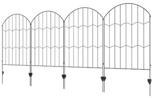 Recinzione Esterna a 4 Pannelli 348x110 cm con 8 Picchetti In Acciaio Nero