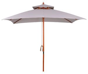 Ombrellone da Giardino 300x300x297H cm con 8 Stecche e Copertura Parasole a 2 Livelli in Bambù Grigio