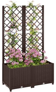 Fioriera con Traliccio per Rampicanti 80x40x135 cm 8 Fori di Drenaggio in PP Marrone