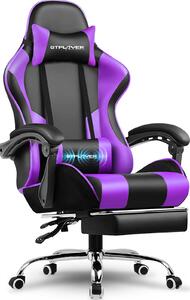 Sedia da gaming GTPLAYER, sedia da ufficio, sedia ergonomica per computer, sedia da gaming con supporto lombare massaggiante, poggiapiedi e poggiatesta