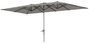 Ombrellone Doppio da Giardino 451x264x264 cm 12 Stecche con Apertura a Manovella Grigio